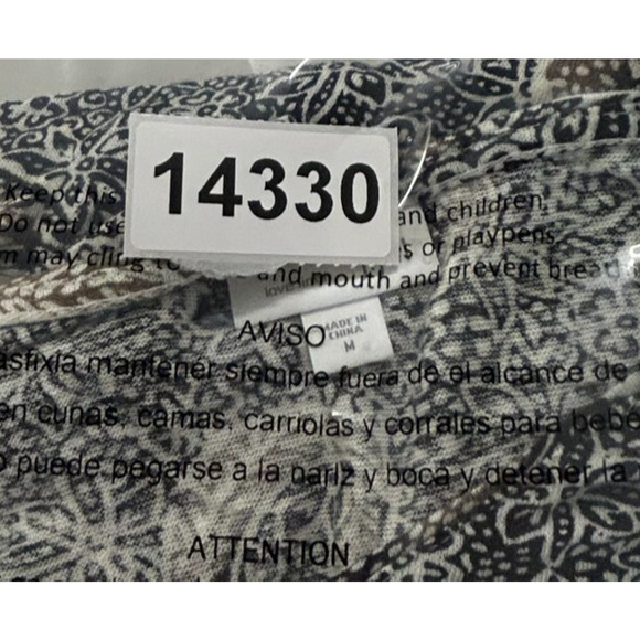 J Jill Top Womens Medium Black Tan Floral 100% Linen Short Sleeve Scoop Neck - Picture 8 of 8